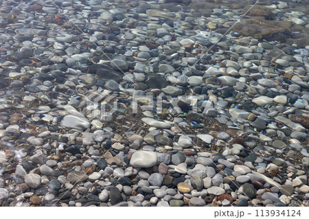 Submerged Pebbles in Clear Water 113934124