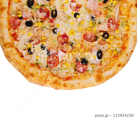 tasty pizza isolated on white background tasty pizza isolated on white background 113934230