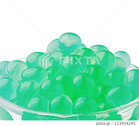 green bubble tea on glass isolated 113934245