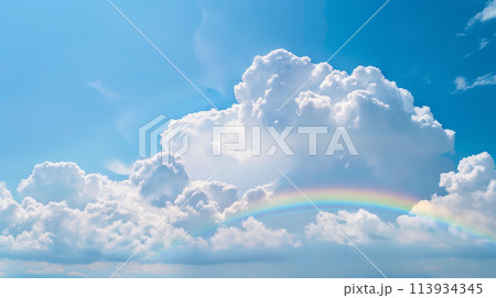 真夏の入道雲と虹 真夏の入道雲と虹 113934345