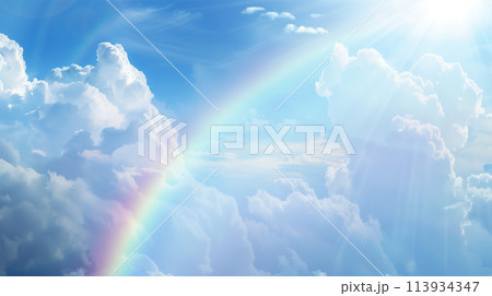 真夏の入道雲と虹 113934347