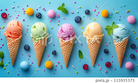 Ice cream bright background.  113935373