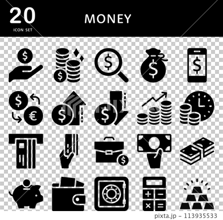 Money dollar silhouette icon set 113935533