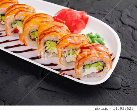 Philadelphia roll classic on white plate 113935623