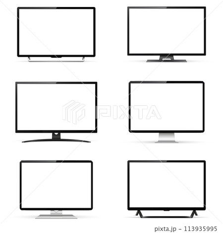 Set of computer monitors isolated on white background 113935995