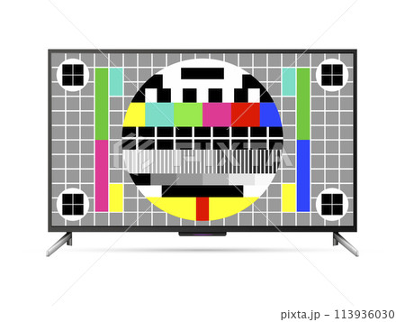 TV with test pattern screen 113936030