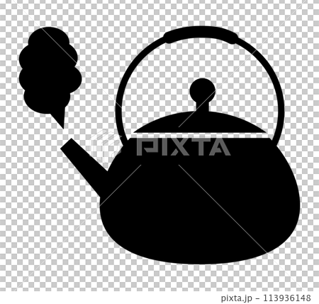 Monochrome black teapot illustration 113936148