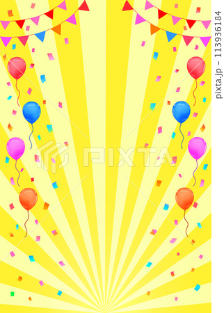 イベントフレーム背景　紙吹雪とバルーンとガーランド　縦長 113936184