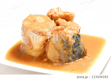 新鮮なサバを味噌で煮込んだサバの味噌煮 113936393