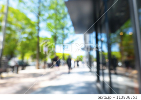 初夏のビジネス街の背景ぼかし 初夏のビジネス街の背景ぼかし 113936553