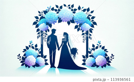 花束を持つ新郎新婦 113936561