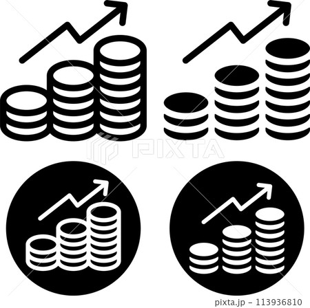 インフレ　物価高騰　値上げ　アイコンセット 113936810