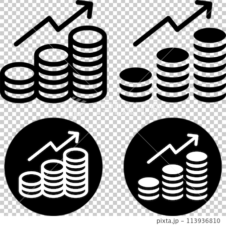 インフレ　物価高騰　値上げ　アイコンセット 113936810