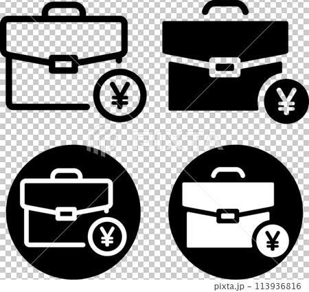 Briefcase icon set with circles Briefcase icon set with circles 113936816