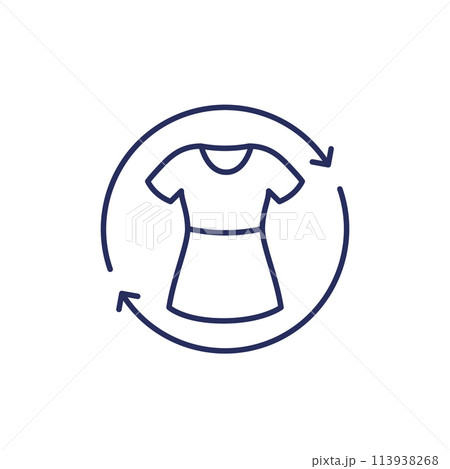 recycling clothes, reuse old dress line icon recycling clothes, reuse old dress line icon 113938268