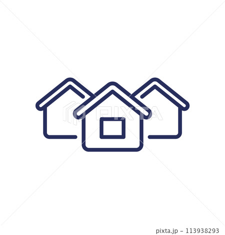 neighbourhood, houses line icon on white neighbourhood, houses line icon on white 113938293
