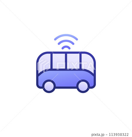 autonomous shuttle bus icon with outline 113938322