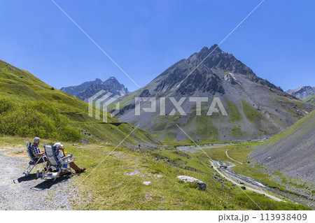 Landscape near Col du Galibier, Hautes-Alpes, France 113938409