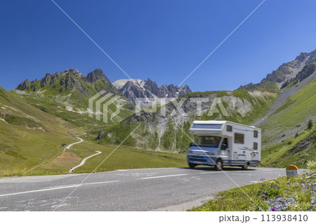 Vanlife, Route des Grandes Alpes near Col du Galibier, Hautes-Alpes, France 113938410