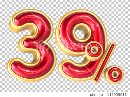 Percent Number 3D Render 113939618