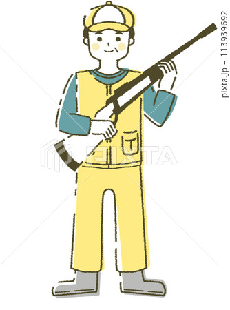 中年男性の猟師 初老男性のハンター 113939692