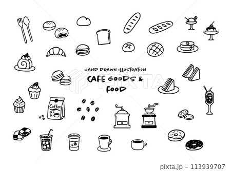 いろいろな雑貨食べ物のイラスト素材 いろいろな雑貨食べ物のイラスト素材 113939707