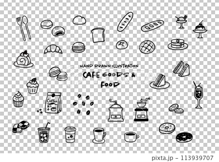 いろいろな雑貨食べ物のイラスト素材 いろいろな雑貨食べ物のイラスト素材 113939707