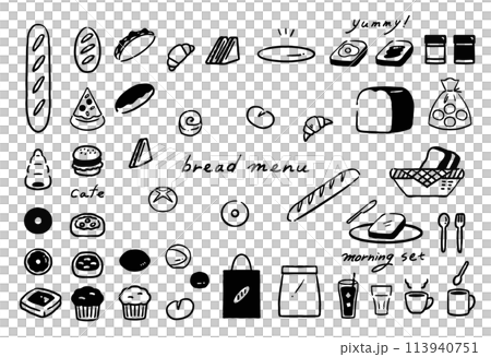 簡單的麵包店套裝_線描 簡單的麵包店套裝_線描 113940751