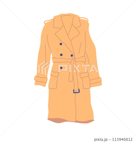 Cartoon Clothes Male Sand Coat Concept Flat Design Style Isolated on a White Background. Vector illustration Cartoon Clothes Male Sand Coat Concept Flat Design Style Isolated on a White Background. Vector illustration 113940812