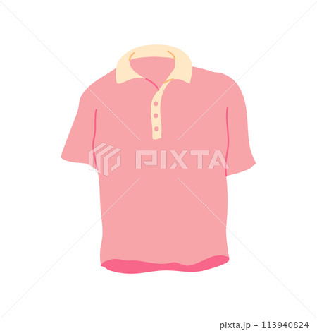 Cartoon Clothes Male Red Tshirt Concept Flat Design Style Isolated on a White Background. Vector illustration 113940824