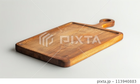 Rustic Wooden Cutting Board with Handle 113940883