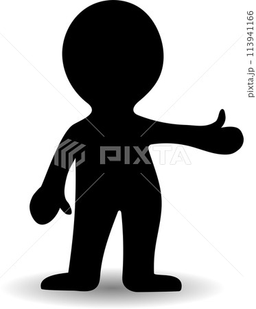 Thumb up man character, male silhouette shape 113941166