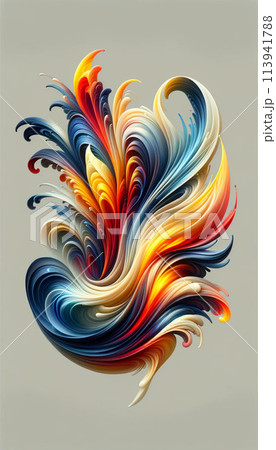 abstract colorful paper flower on watercolor 113941788