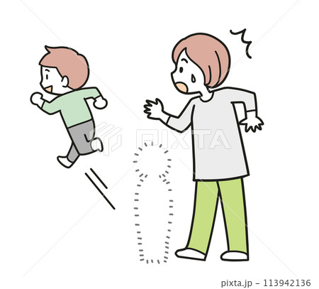 活発な子供と驚く母親 活発な子供と驚く母親 113942136