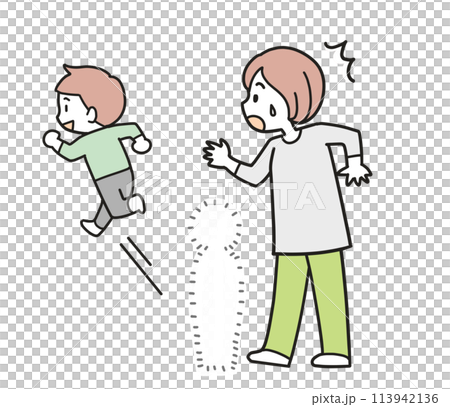 活発な子供と驚く母親 活発な子供と驚く母親 113942136