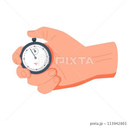 Timer, Hand holds a stopwatch. Time management concept. 113942801