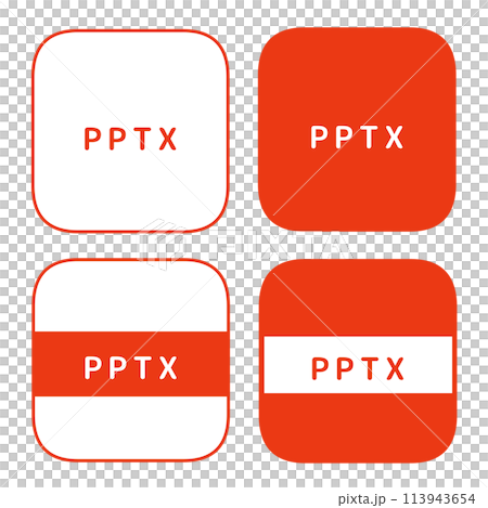 檔案副檔名 PPTX 圖示集 4 種類型 檔案副檔名 PPTX 圖示集 4 種類型 113943654