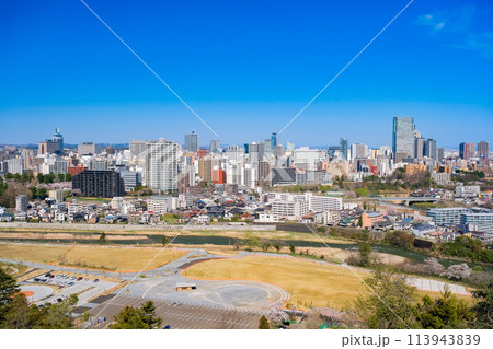 宮城県仙台市 仙台城跡から眺める仙台市の街並み 宮城県仙台市 仙台城跡から眺める仙台市の街並み 113943839