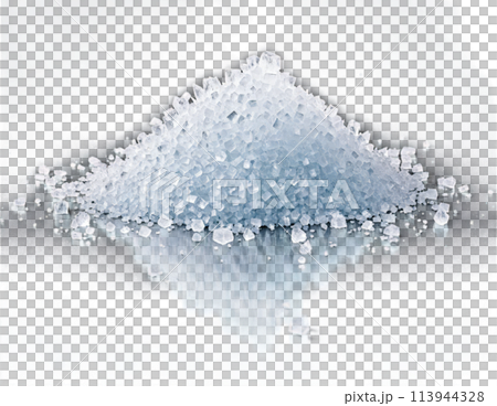 Coarse sea salt crystals translucent geometric shapes glistening facets Food and culinary concept 113944328