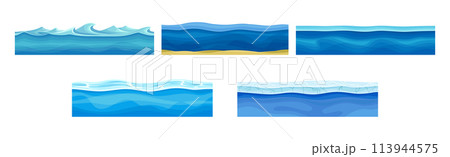 Seamless Water and Ocean Layers For Game Vector Set 113944575