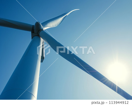 Rotation of windmills generates green energy, providing clean electricity 113944912