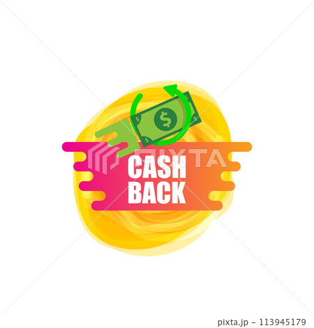 vector cash back icon with dollar isolated on white transparent background. cashback and money bonus refund label or logo vector cash back icon with dollar isolated on white transparent background. cashback and money bonus refund label or logo 113945179