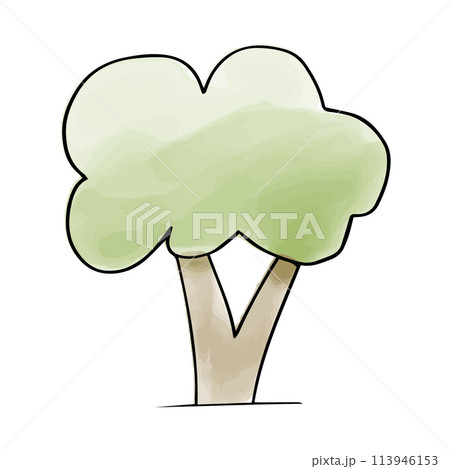 Tree watercolor doodle element. Vector illustration. Tree watercolor doodle element. Vector illustration. 113946153