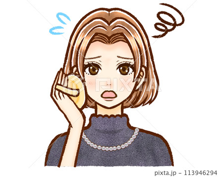 お洒落な茶髪ボブヘアの大人女性のイラスト素材3 お洒落な茶髪ボブヘアの大人女性のイラスト素材3 113946294