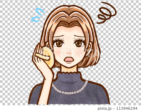 時尚棕色鮑伯頭髮的成年女性的插圖素材 3 時尚棕色鮑伯頭髮的成年女性的插圖素材 3 113946294