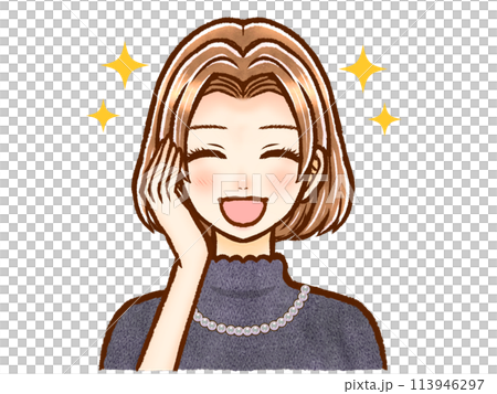 時尚棕色鮑伯頭髮的成年女性的插圖素材 4 時尚棕色鮑伯頭髮的成年女性的插圖素材 4 113946297