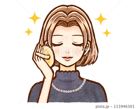 お洒落な茶髪ボブヘアの大人女性のイラスト素材5 113946301