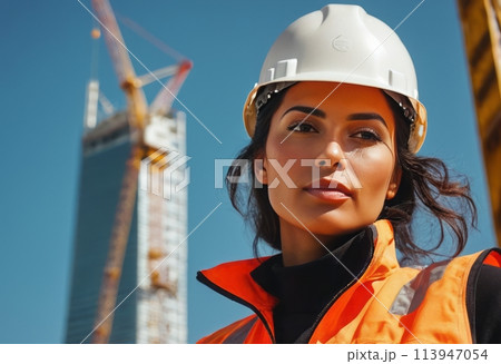 Female Engineer at Construction 113947054