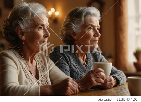 Senior Women Sharing a Conversation 113947420