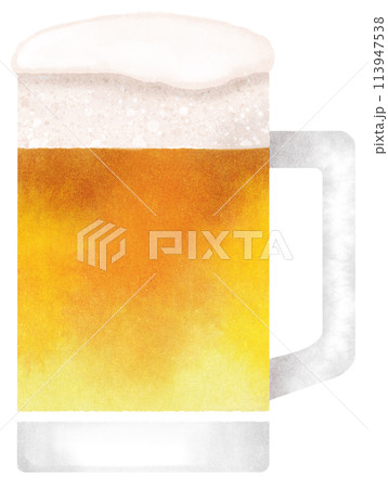 ジョッキに入ったビール 水彩タッチ ジョッキに入ったビール 水彩タッチ 113947538
